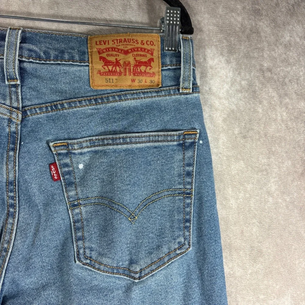 Levi's Jeans Men 30x30 Blue 511 Slim Fit Distressed Casual Denim Casual Everyday